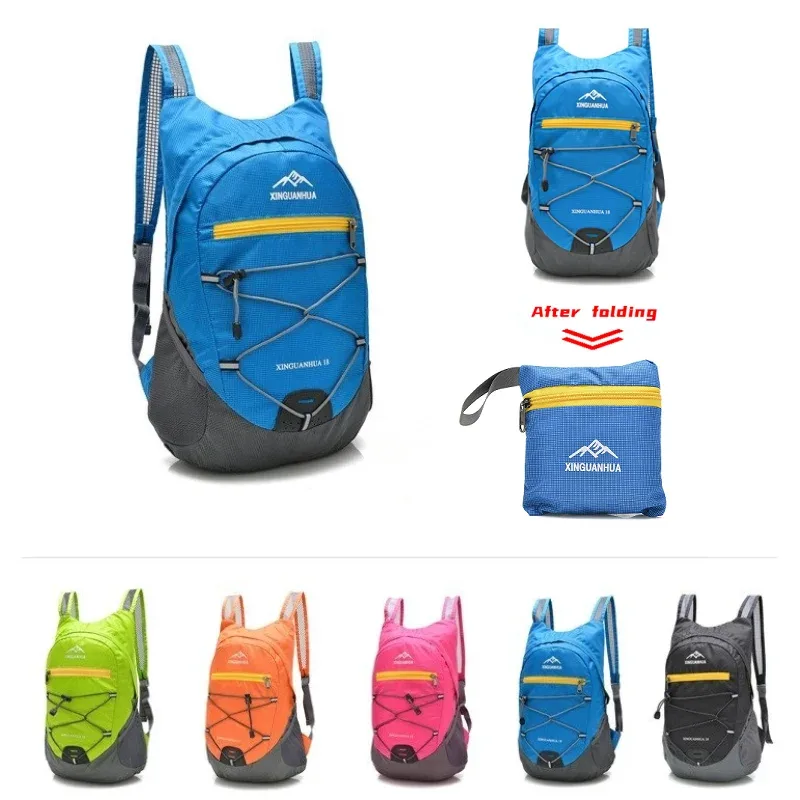 Sac à dos pliable, sac de voyage léger pour l'extérieur, sac de sport décontracté, étanche et résistant à l'usure, sac de plage de rangement à la mode