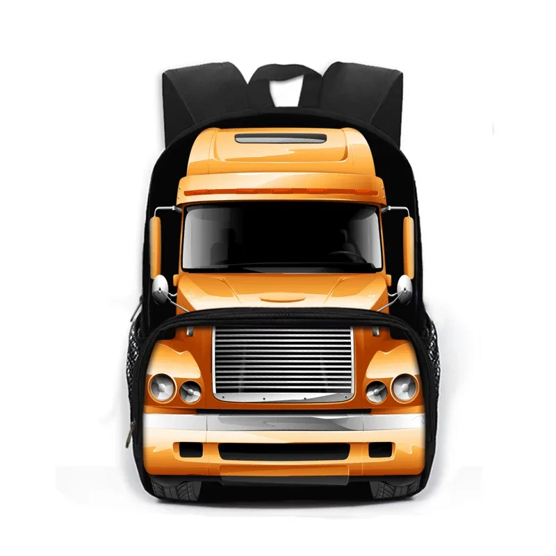 sac à dos imprimé dessin animé de police, voiture, bus, pelle, camion, sac de jour pour enfants, sac de livre pour écoliers de maternelle