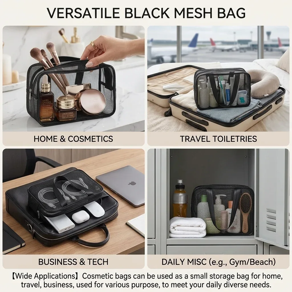organiseurs de douche en maille pour voyage, trousse de toilette pour un accès rapide aux produits de salle de bain, organisateur cosmétique polyvalent pour la salle de sport, le camping