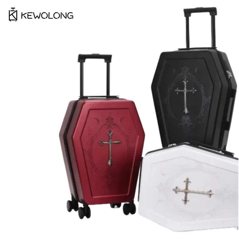 valise gothique en forme de cercueil, design unique, sac de voyage pour halloween, coffre rétro noir, valise s