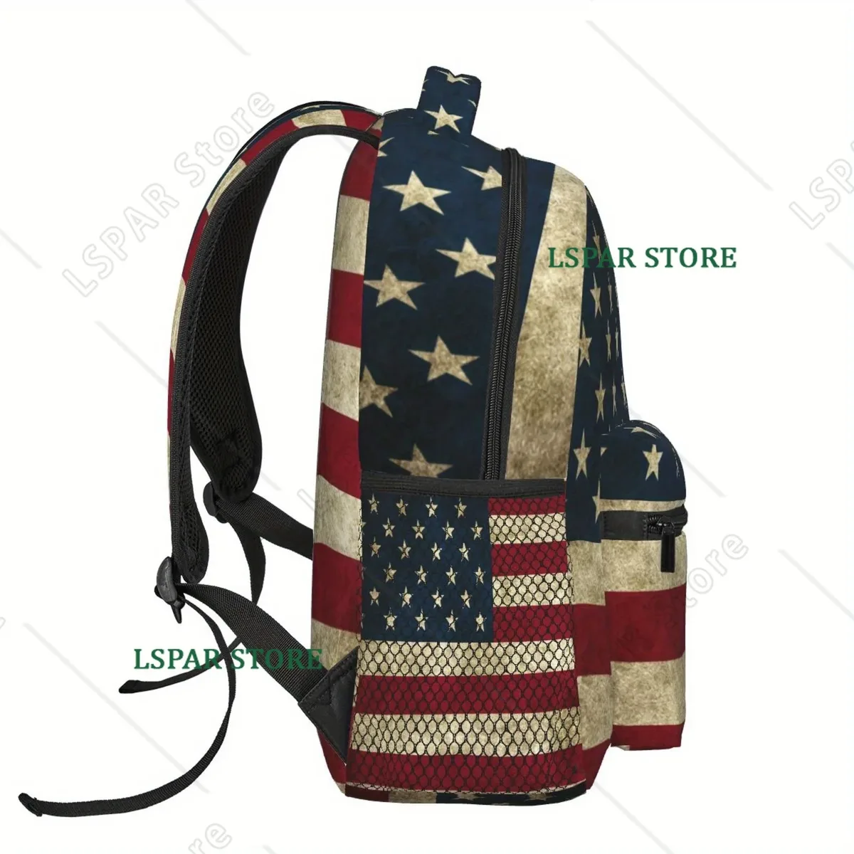 Sac à dos vintage avec drapeau américain, unisexe, décontracté, pour ordinateur portable, cartable d'école, sac à dos de voyage, randonnée, camping