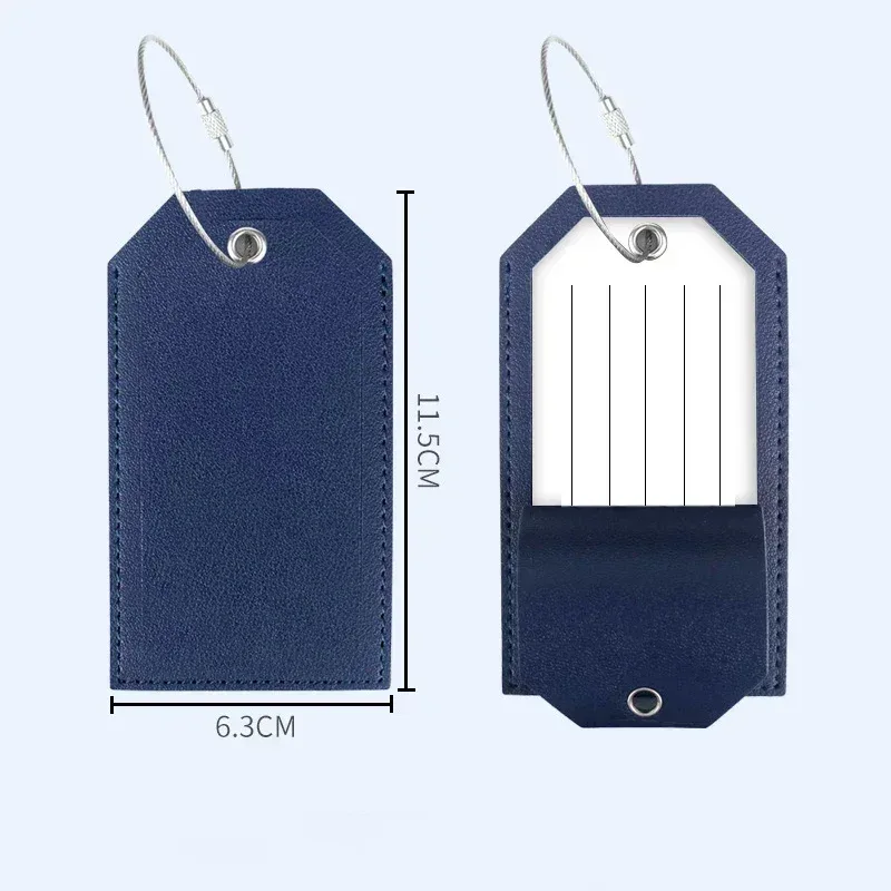 étiquettes de bagage en cuir pu pour hommes et femmes, document solide, valise, accessoires de voyage, nom, adresse d'identification, mode, 1 pièce
