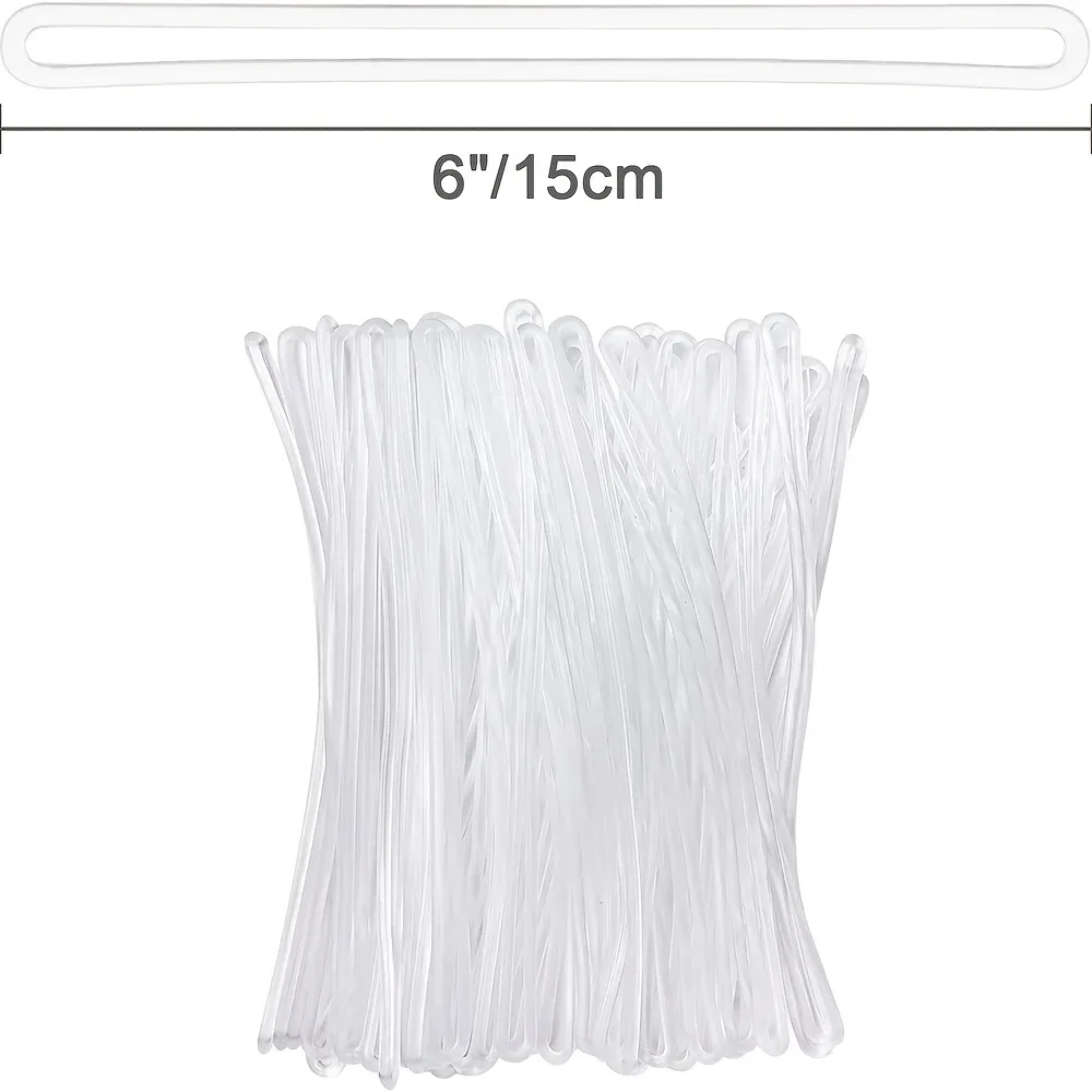 paquet de 50/100/200 sangles de bagages en plastique transparent, boucles à vis sans fin pour étiquettes de bagages, boucle d'étiquette de nom en plastique pour cartes d'identité, 6 pouces