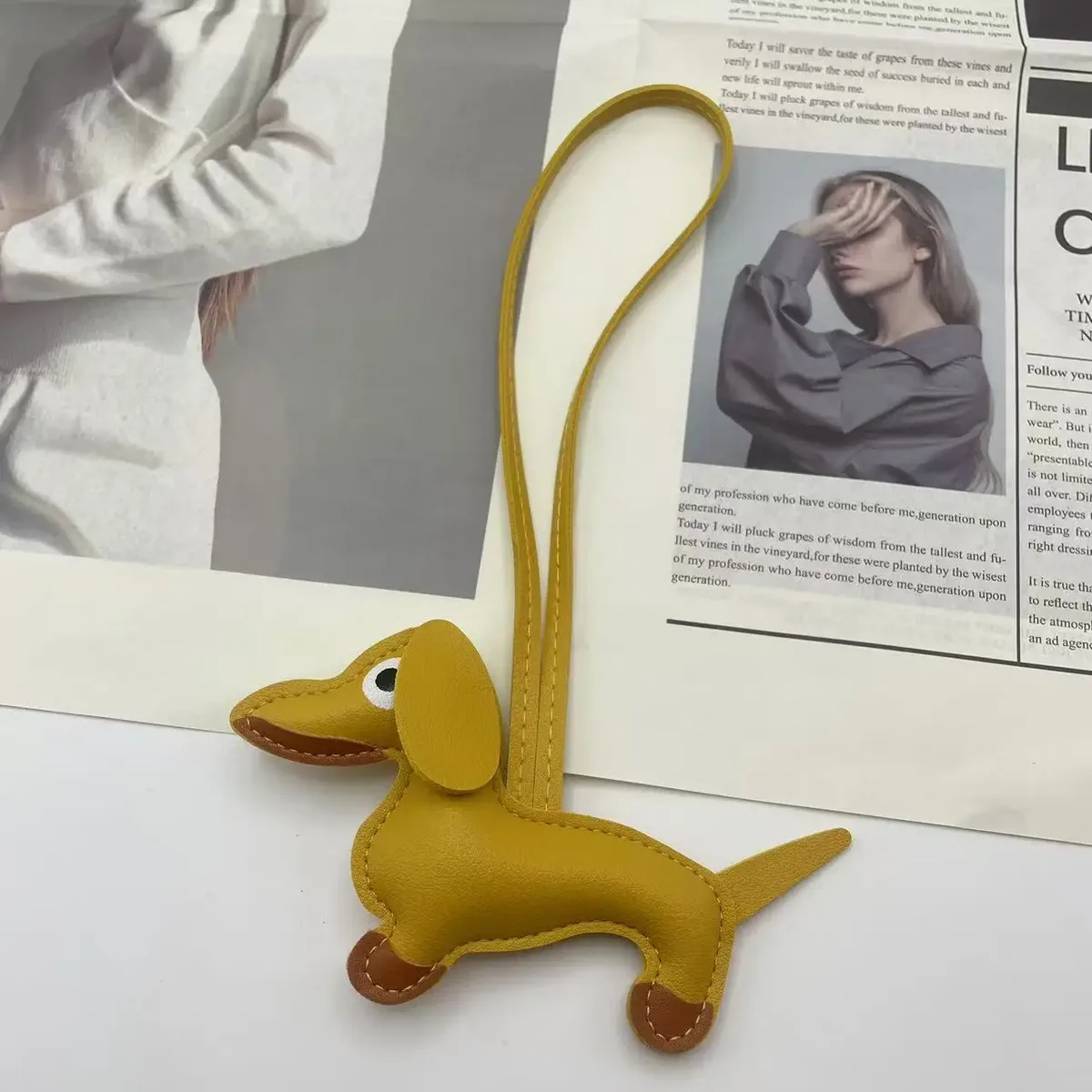 mini porte-clés en cuir pu en forme de chien teckel, décoration de sac à main, breloque pour sac à dos, cadeau pour hommes et femmes