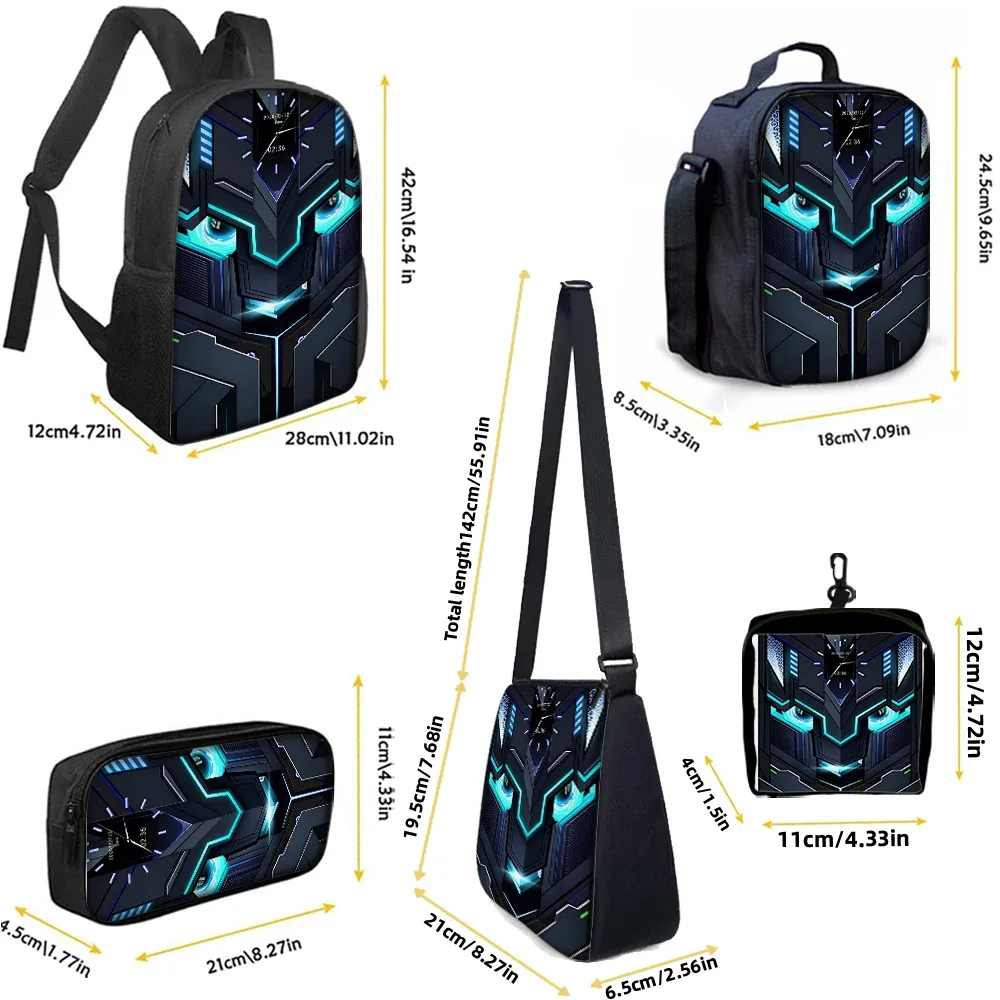 ensemble de sacs à dos graphiques robotisés 1/2/3/4/5 pièces | idéal pour l'école et les déplacements quotidiens