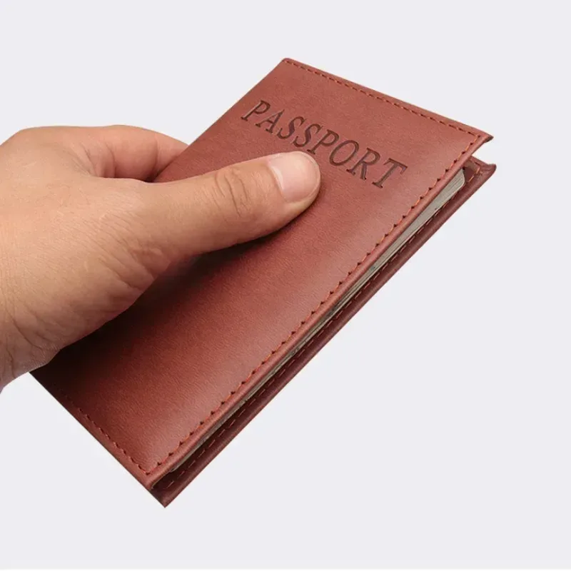 étui de protection pour passeport en cuir pu, portefeuille de voyage, porte-passeport avec fente pour carte d'identité et carte de crédit, manchon de protection pour passeport, étui organisateur