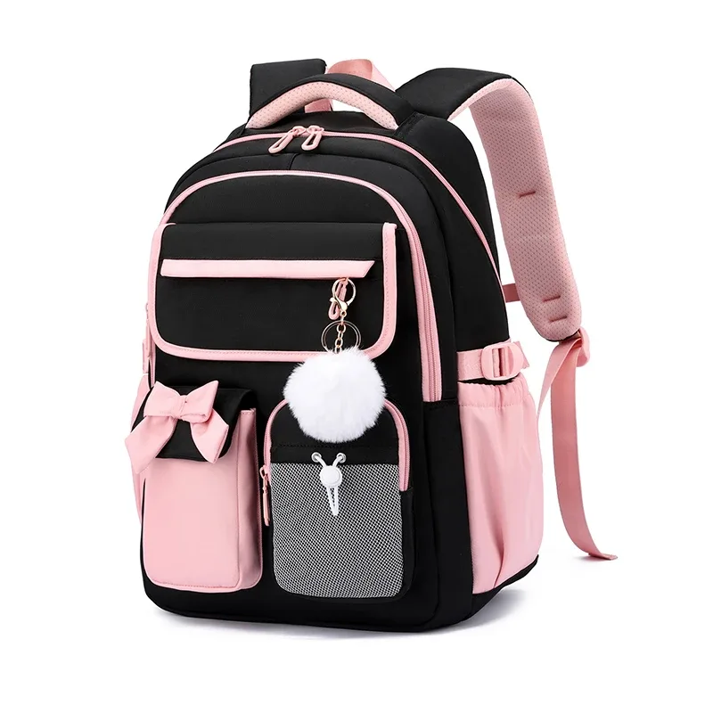 nouveau sac à dos scolaire en nylon grande capacité 2026 pour filles, sac à dos tendance avec nœud et couleurs bonbon, sac à livres pour adolescentes, sac à dos de voyage