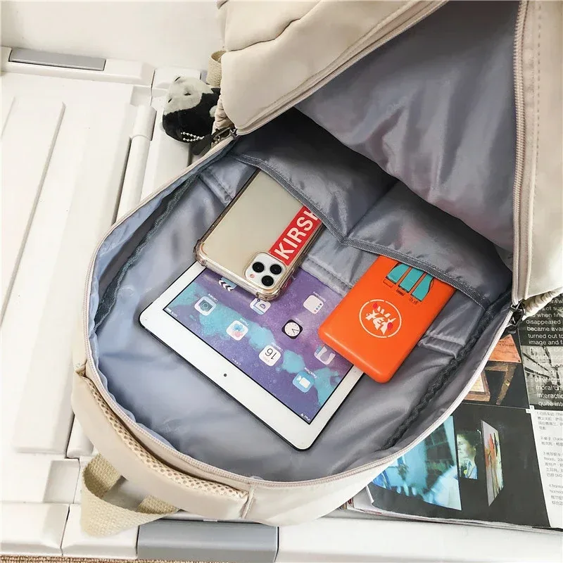 sac à dos de couleur unie pour femmes, sac de livre d'université multi-poches, sacs à dos décontractés pour ordinateur portable, cartable pour hommes et adolescentes, sacs d'école pour filles
