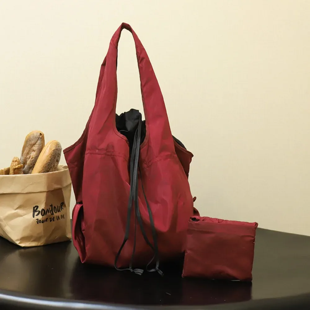sac à main réutilisable avec cordon de serrage, sac de courses en nylon de grande capacité, sac écologique, sacs de rangement imperméables, sac de voyage pour courses