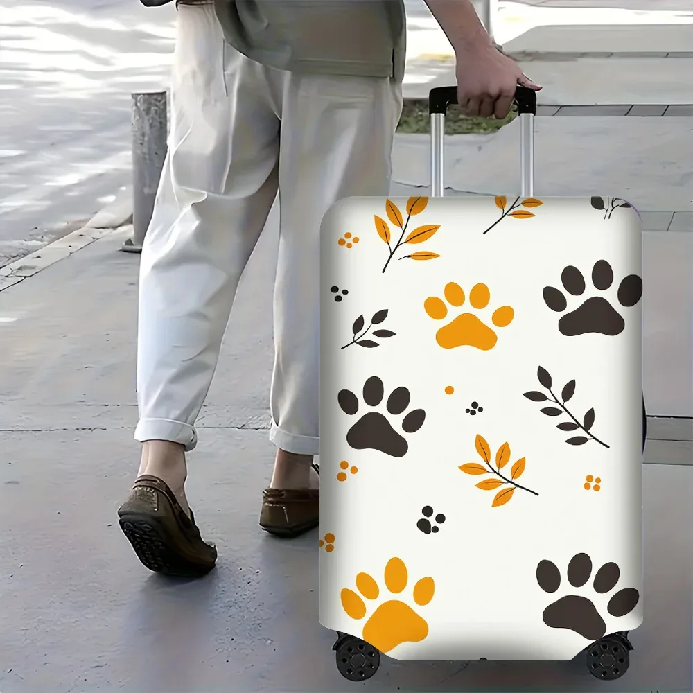 1 housse de bagage à motif de patte d'animal et de feuille. convient aux valises de 18 à 32 pouces ; protège efficacement vos bagages