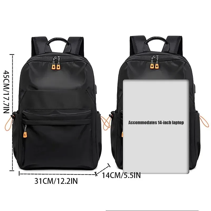 un 14 pouce hommes casual sac à dos multifonctionnel usb de charge ordinateur sac à dos étanche oxford tissu étudiant cartable