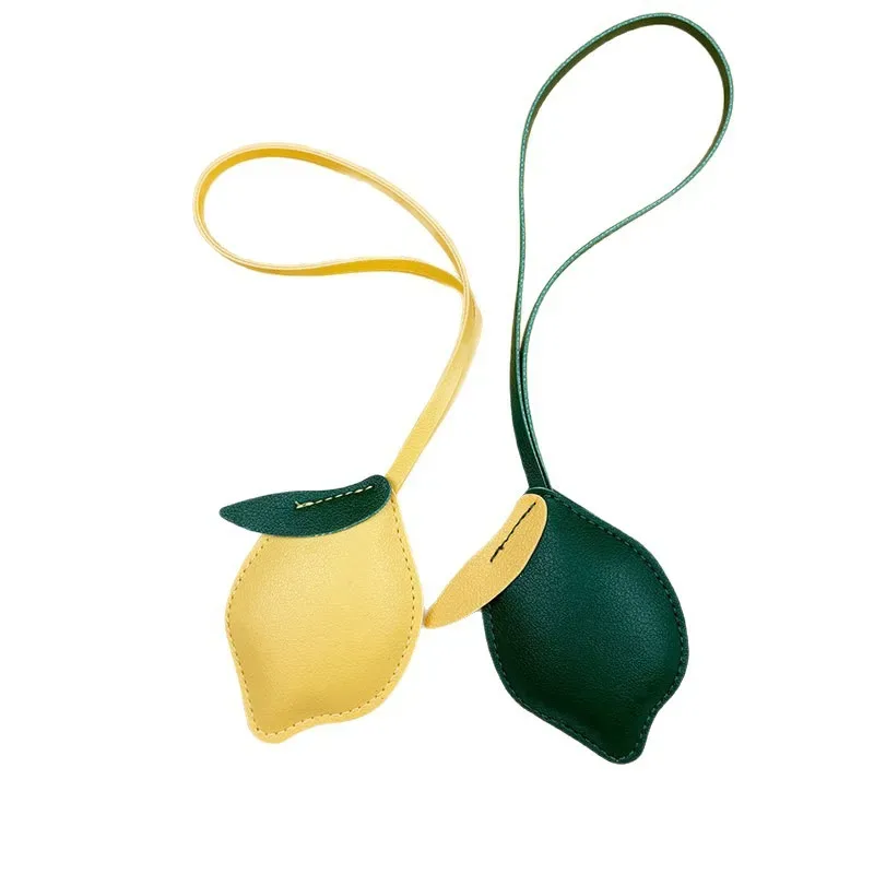 porte-clés en cuir citron, pendentif créatif pour sac, accessoire de sangle de bagage, vente en gros en stock