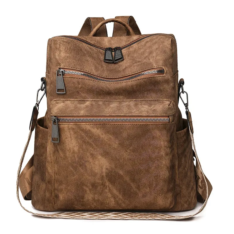 sacs à main à bandoulière en cuir pu pour femmes, sac à dos tendance, grand sac à dos de styliste