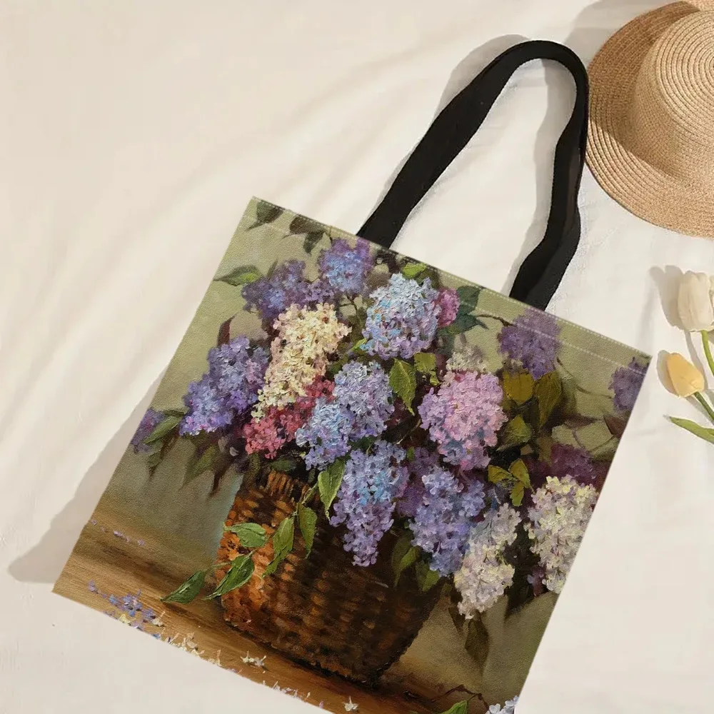 sac fourre-tout imprimé floral, sac à main réutilisable à la mode, sac à bandoulière multifonctionnel, sac de 