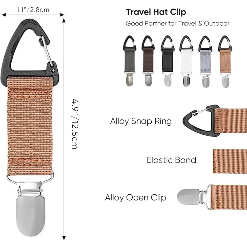 1 pince à chapeau pour femme, pour accrocher sur sac, sac à main, sac à dos, bagages, pour enfants et adultes, accessoires de camping en plein air