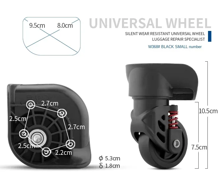 accessoires de roulettes de valise, roue universelle de réparation pour valise trolley polo, roue de valise en cuir
