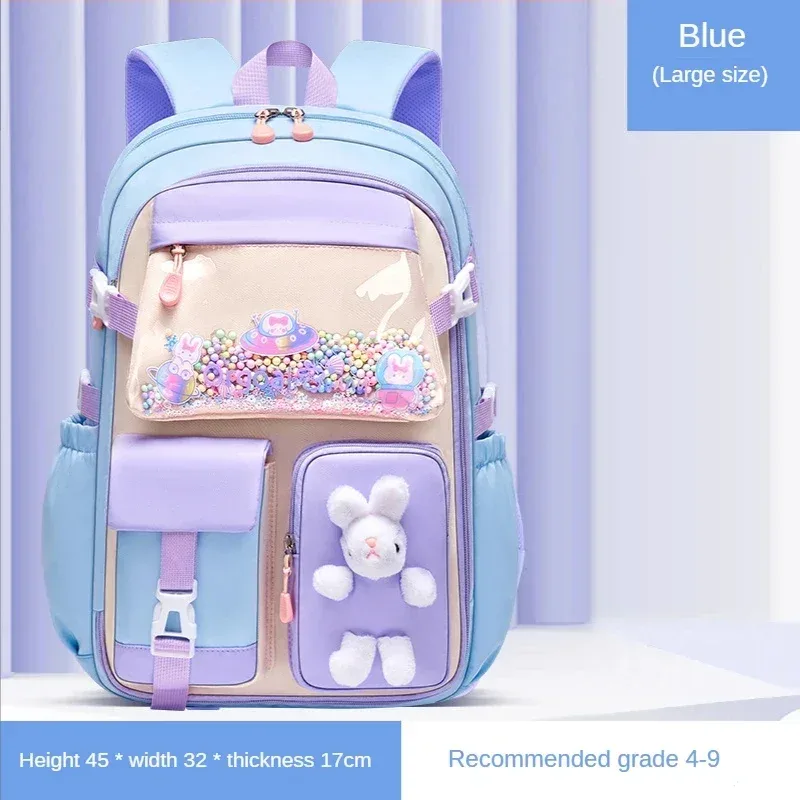 sac à dos scolaire en tissu oxford, polyester imperméable, mignon, à motif de dessin animé, pour filles, protection de la colonne vertébrale, sac à dos quotidien pour le campus et les trajets