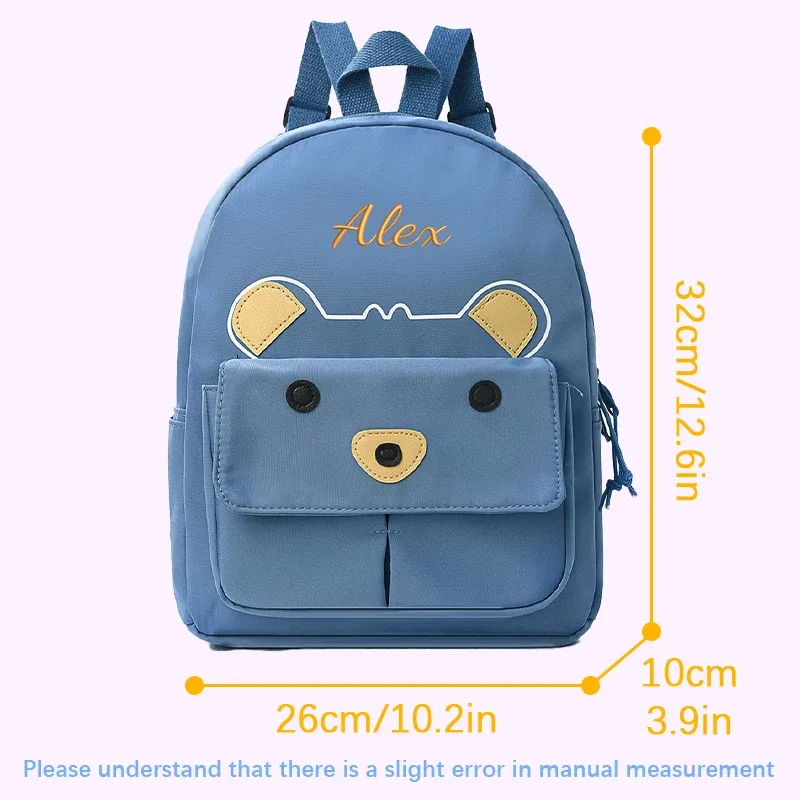 sac à dos personnalisé avec broderie ou style standard (2 options), motif mignon de petit ours de dessin animé, idéal pour la rentrée scolaire et comme cadeau