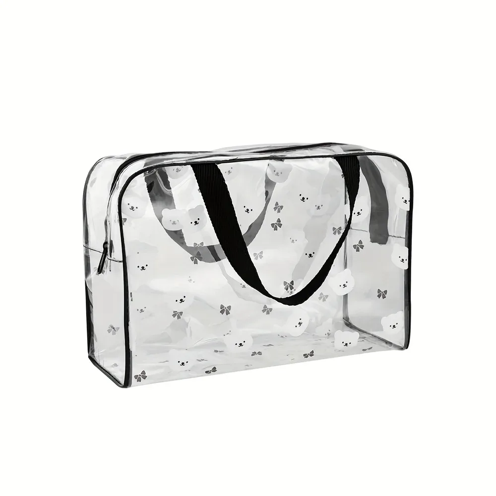 1 trousse de toilette imprimée motif dessin animé avec poignée, idéale pour ranger les cosmétiques lors d'une fête spa, trousse à maquillage portable avec plusieurs compartiments, est un excellent choix pour les voyages et les cadeaux.