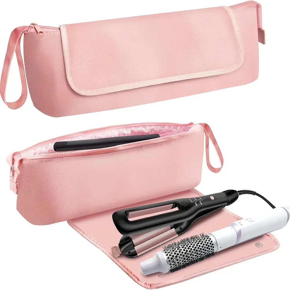 Sac de voyage pour outils capillaires et tapis résistant à la chaleur, organisateur 2 en 1, étui de voyage pour fer à friser, lisseur, sèche-cheveux ﻿