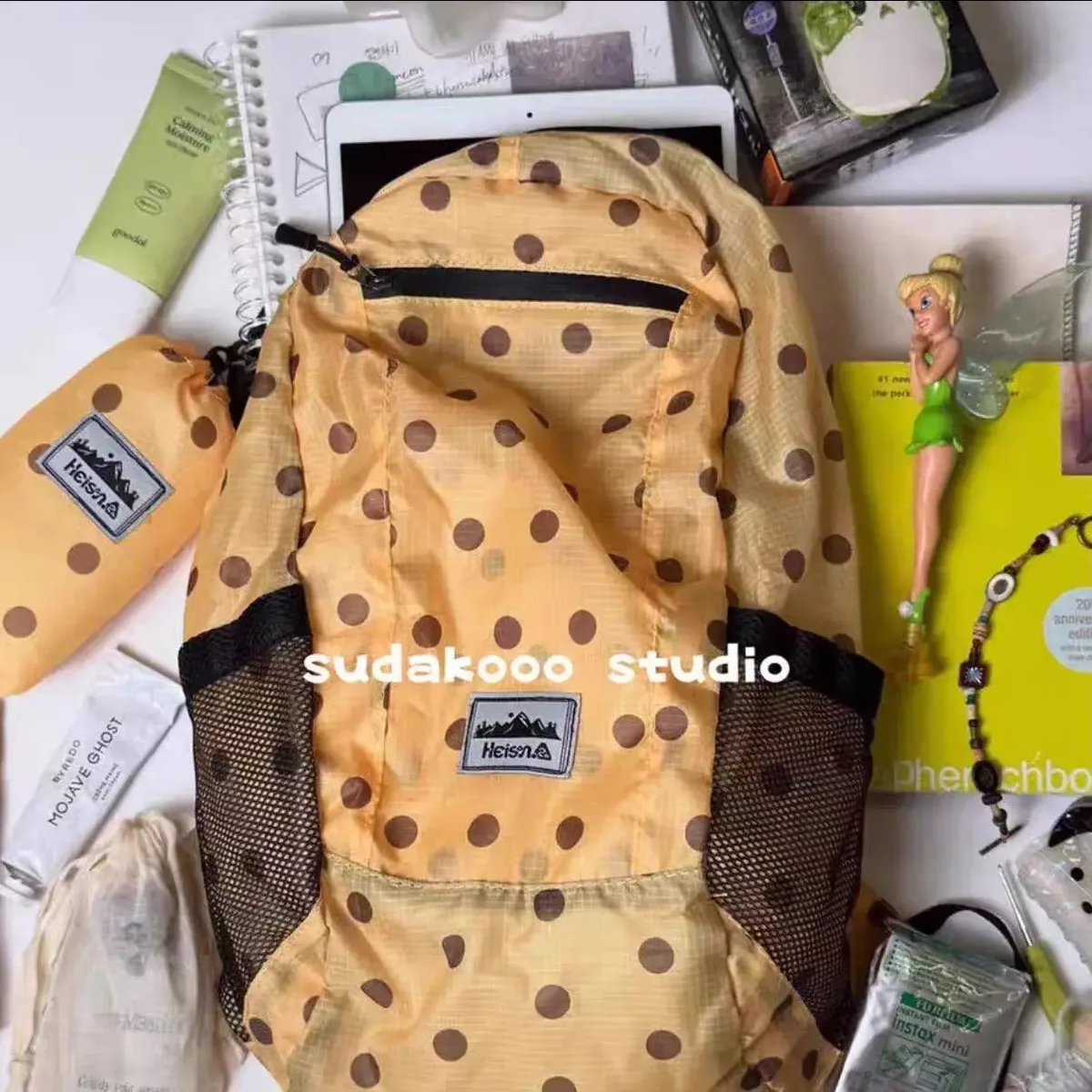 sac à dos en nylon à pois 2026, nouveau sac à dos ultraléger d'été grande capacité, sac à dos coréen tendance