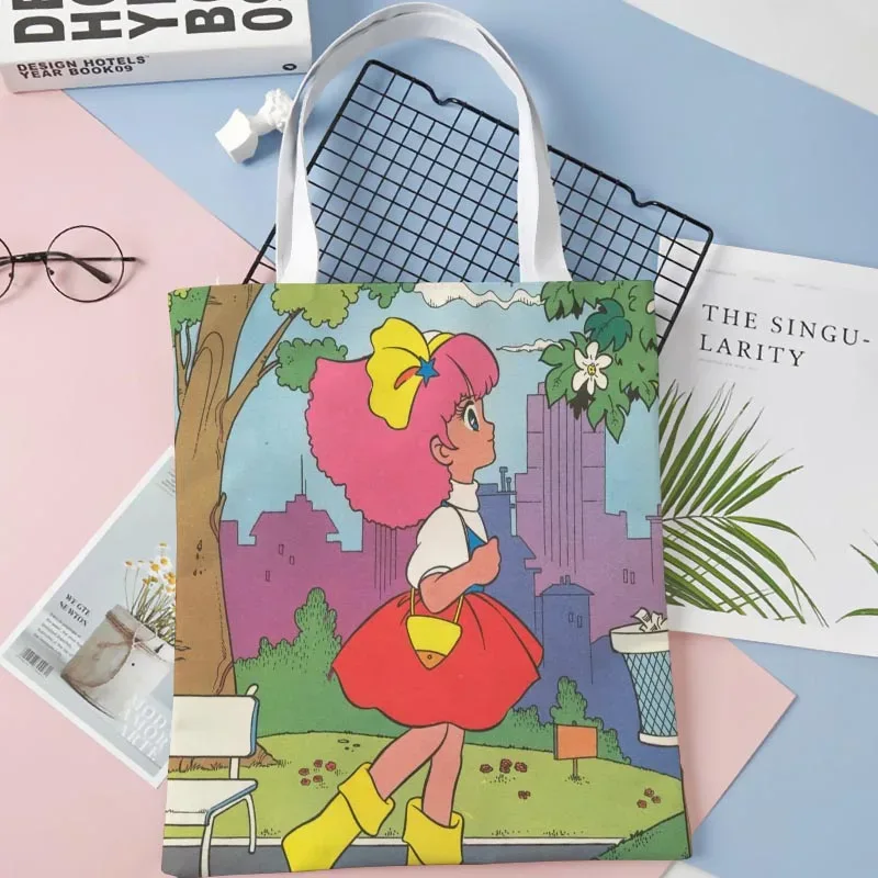 sac fourre-tout minky momo anime pour femme, sacs à provisions réutilisables, sac à main, cuillère à soupe, pliable, coton, initié au gril, fille, 1016wjy