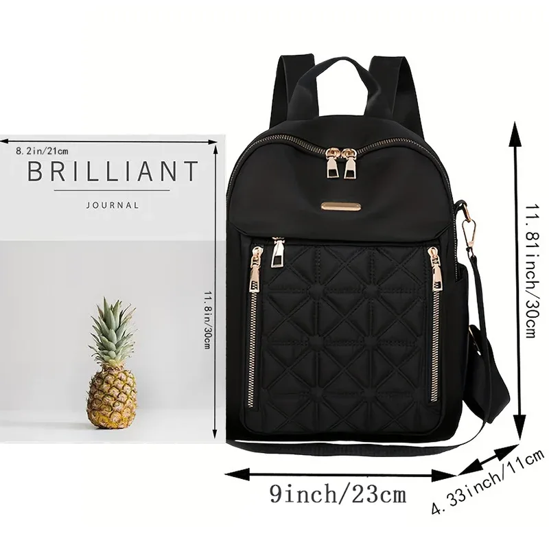 sac à dos de moto matelassé chic antivol avec plusieurs poches extérieures zippées, sac à dos compact et tendance pour les loisirs et les promenades en plein air