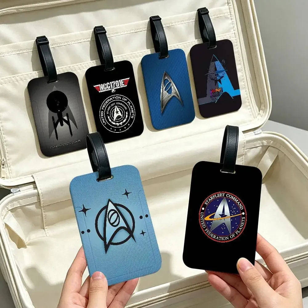 étiquette d'identification de bagage anti-perte en pvc avec logo star t-treks, porte-carte d'informations amovible, étiquette de bagage de voyage
