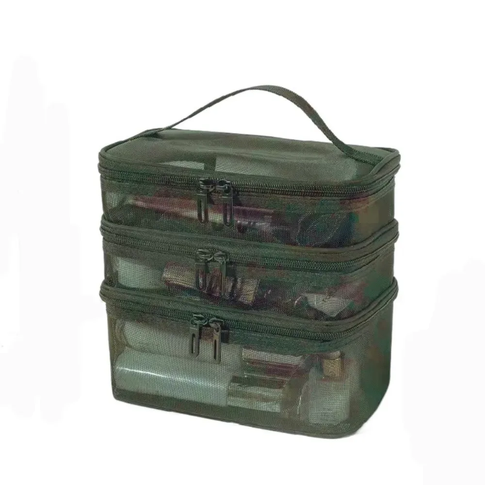 sac de voyage transparent en maille pour cosmétiques, sac de rangement de grande capacité, organisateur de maquillage, étui à maquillage à 2/3 couches, pour la gym et la natation