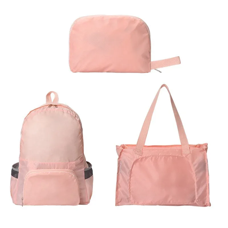 sac à dos de voyage multifonctionnel simple pour femmes, sac d'école portable léger à double usage pliable