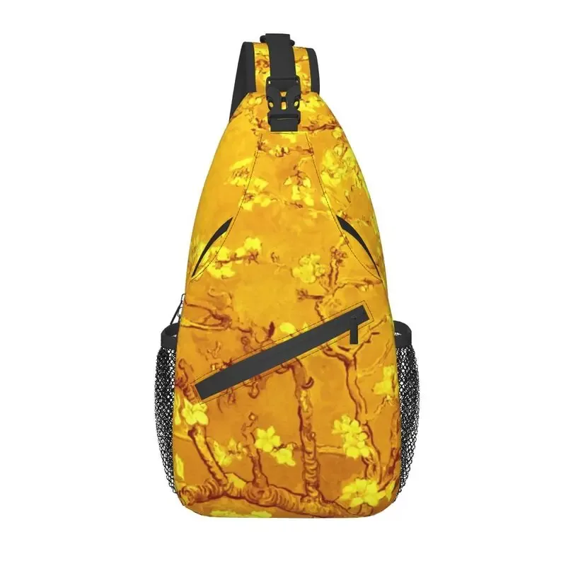 sac à dos à bandoulière motif fleurs d'amandier pour homme, accessoire décontracté de voyage, motif peinture de vincent van gogh