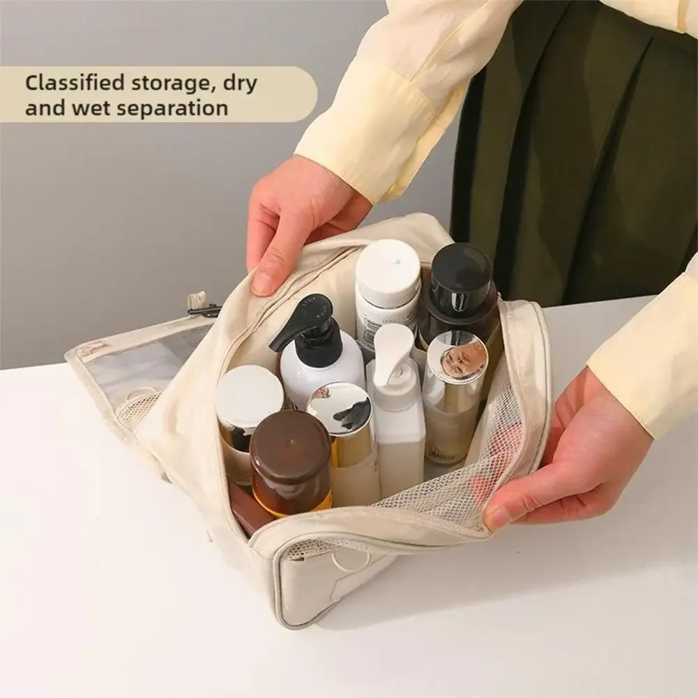 trousse de toilette de voyage imperméable de haute qualité pour femmes, organisateur de maquillage avec crochet de salle de bain, pochette de rangement