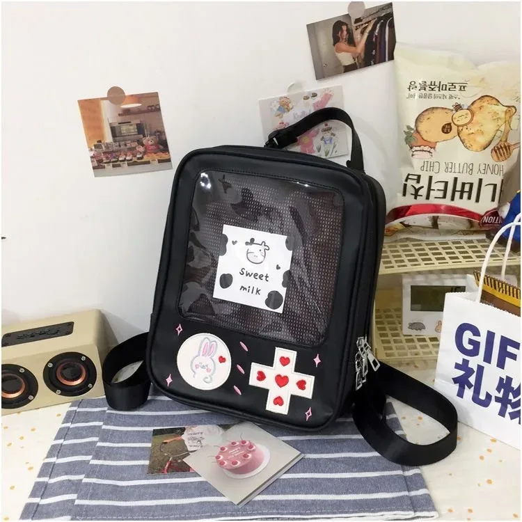 sac à dos lolita transparent pour femmes, sac à main japonais, sac à main fourre-tout, affichage de bricolage, poche transparente, fille kawaii, mignon, y2k