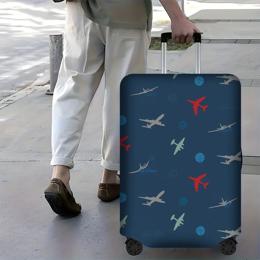 1 housse de bagage imprimée sur le thème des compagnies aériennes, pour bagages de 18 à 32 pouces ; accessoires de voyage anti-poussière et élastiques pour une protection efficace