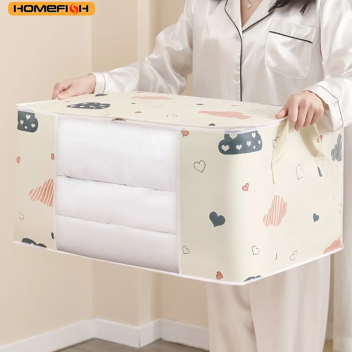 sac de rangement pour couettes homefish, multifonctionnel, anti-poussière, anti-humidité, grande capacité, sac de rangement pour vêtements, organisation pour déménagement