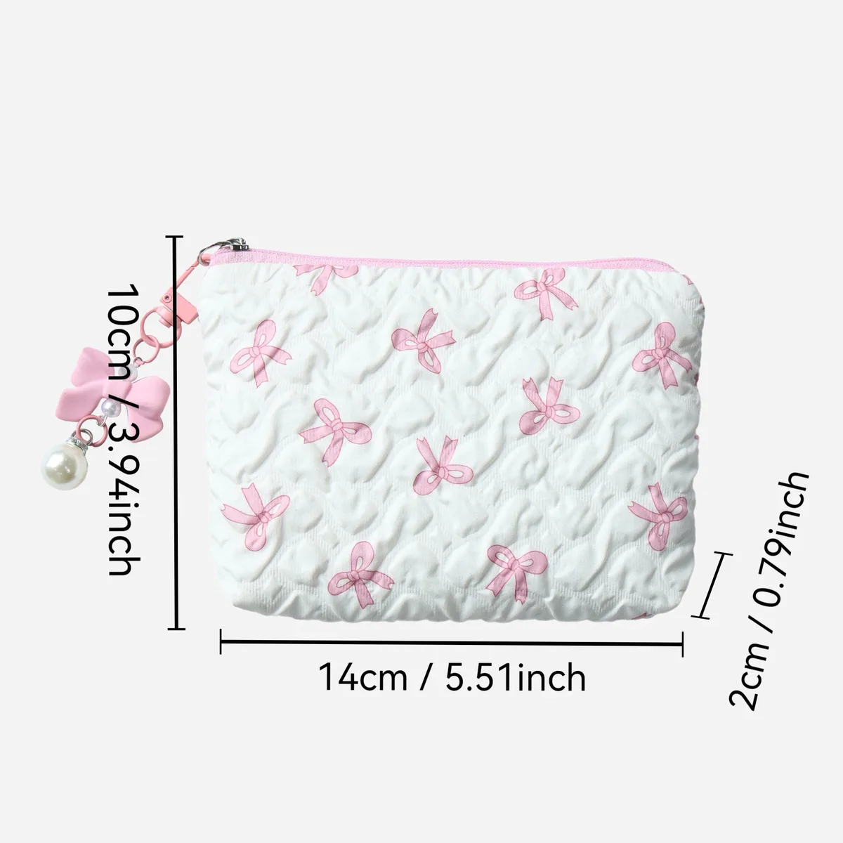 porte-monnaie mignon avec nœud, mini sac de rangement cosmétique, pochette portable à fermeture éclair pour femme, cadeau de voyage