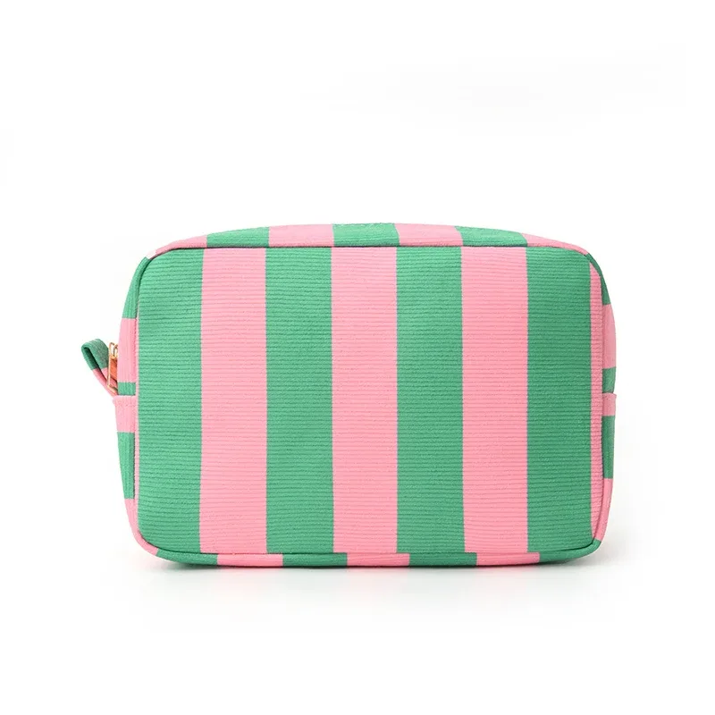 sac à maquillage minimaliste en velours côtelé, grande capacité, sac de rangement pour cosmétiques de voyage, trousse de maquillage pour femmes