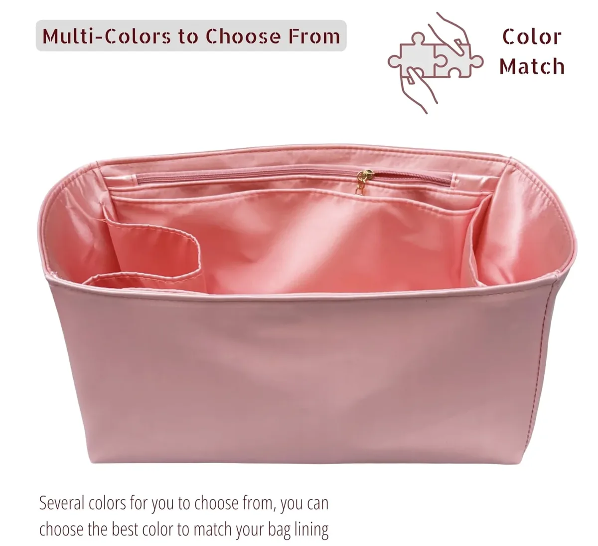 organisateur compatible avec les sacs speedy, 20, 25, 30, 35, 40, insert pour sac à main, doublure en soie, cuir vegan imperméable avec poche zippée