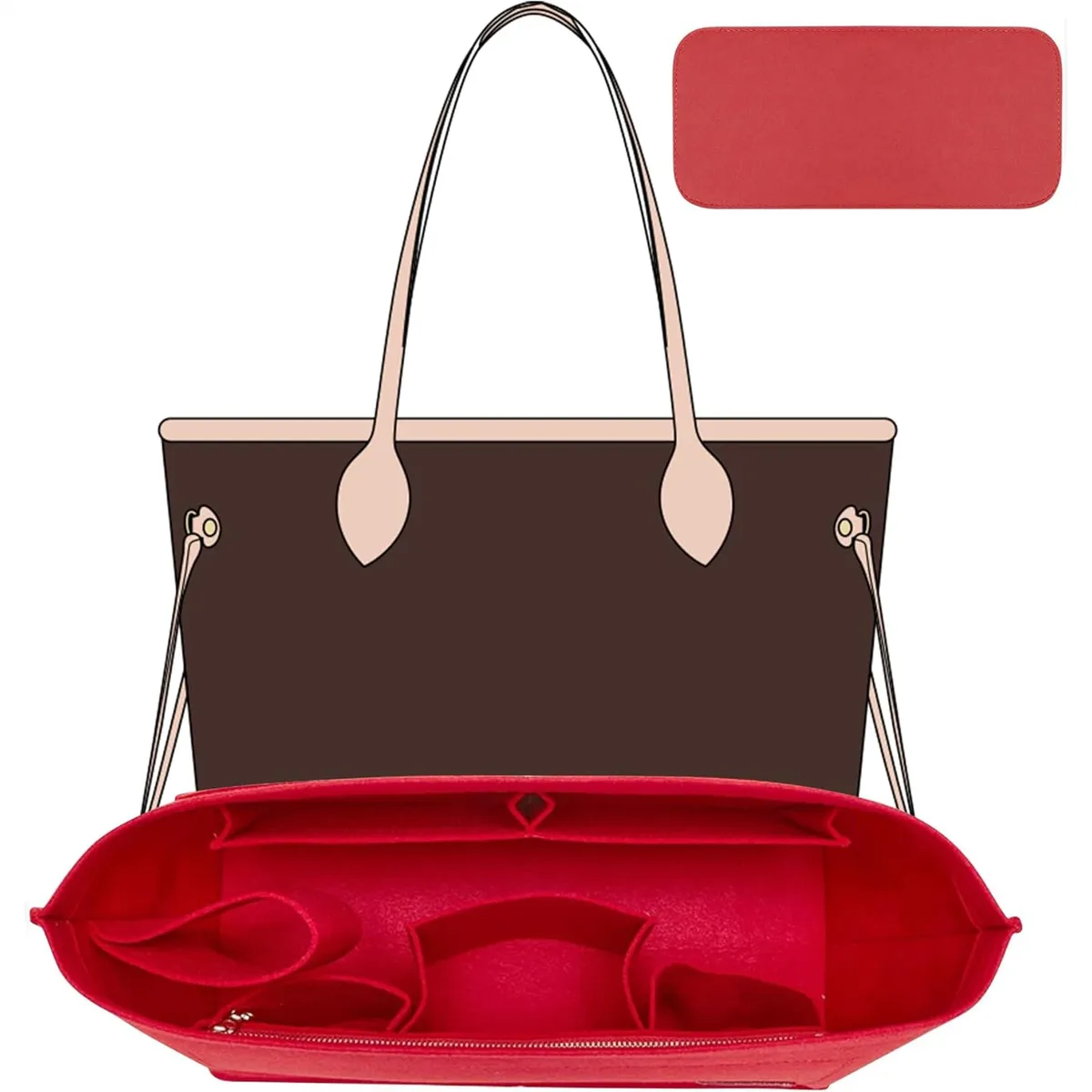 organisateur de sac à main et structureur de base pour sacs à main, lot de 2 pièces, insert en feutre compatible speedy 30 neverfull mm