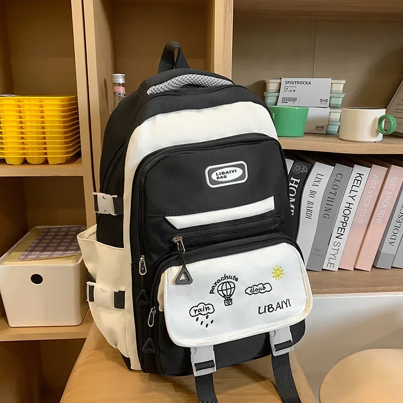 sac à dos quotidien de style coréen pour femmes, sac à dos de voyage en tissu nylon imperméable, sac d'école pour filles, sacs décontractés pour adolescents