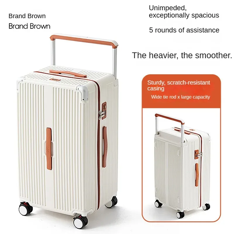 valise de cabine 20-28 pouces à grande capacité avec poignée large, cinq roues, fermeture éclair anti-explosion, en polycarbonate, trolley de voyage