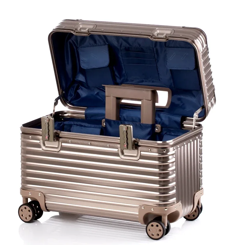 valise pour appareil photo tout en alliage d'aluminium et de magnésium, bagage à roulettes, valises de voyage d'affaires en métal de 18/20/22/24 pouces