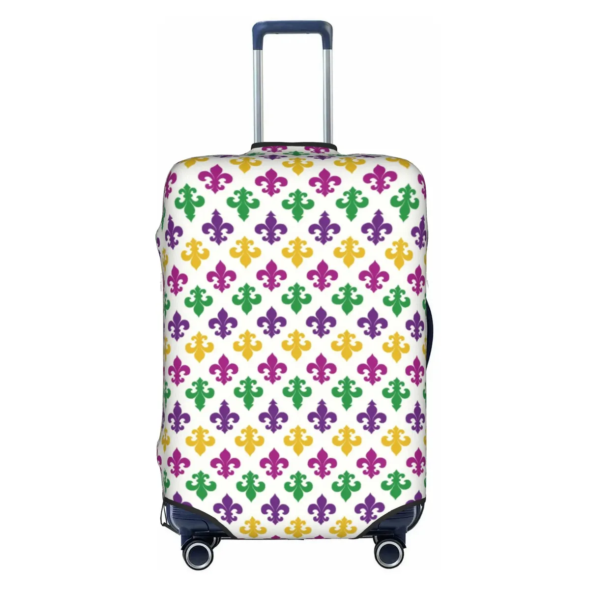 housse de protection pour bagages en cuir marron doré royal, motif fleur de lis, housse de protection amusante pour valise, convient aux valises de 18 à 32 pouces