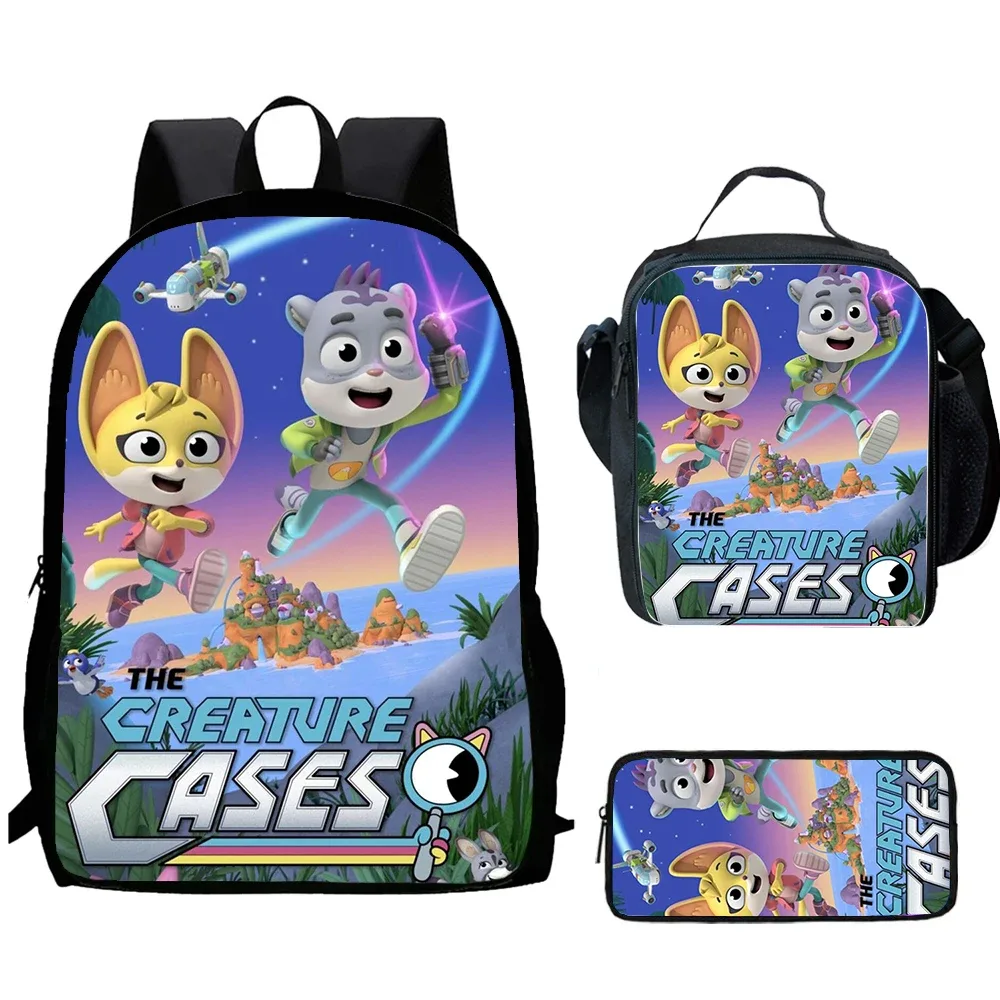 Ensemble de 3 pièces de jeu pour enfants, étuis de créature C, sac à dos d'école avec sacs à déjeuner, sacs à crayons, sacs d'école pour garçons et filles, meilleur cadeau