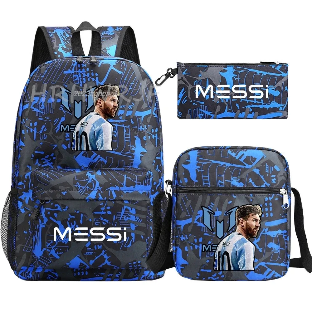 lot de 3 sacs à dos messi en nylon, simples, pour le sport, avec compartiment pour ordinateur portable, sacs à dos décontractés pour l'école, les voyages et les trajets quotidiens