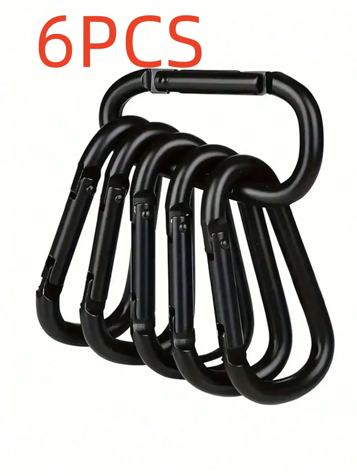 mousquetons noirs en forme de d, mini mousquetons à ressort en alliage d'aluminium, multifonctionnels pour le camping, la randonnée et le sac à dos
