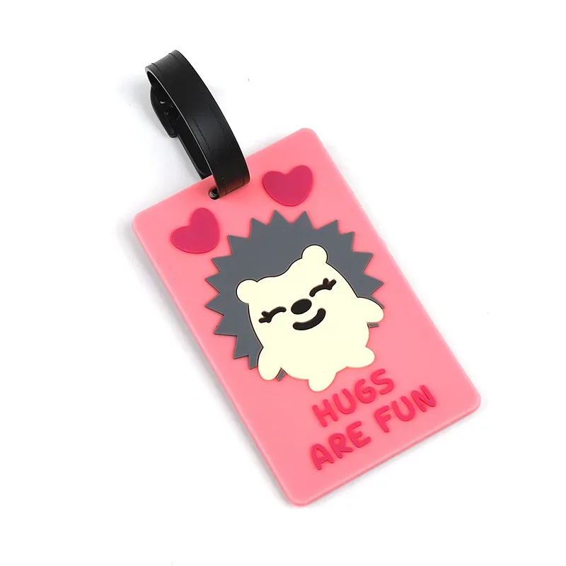 étiquette de bagage en pvc avec animaux de dessin animé, 1 pièce, pour femmes et hommes, accessoires de voyage de vacances, étiquettes de valise, nom, identification, adresse, étiquettes de bagage de voyage