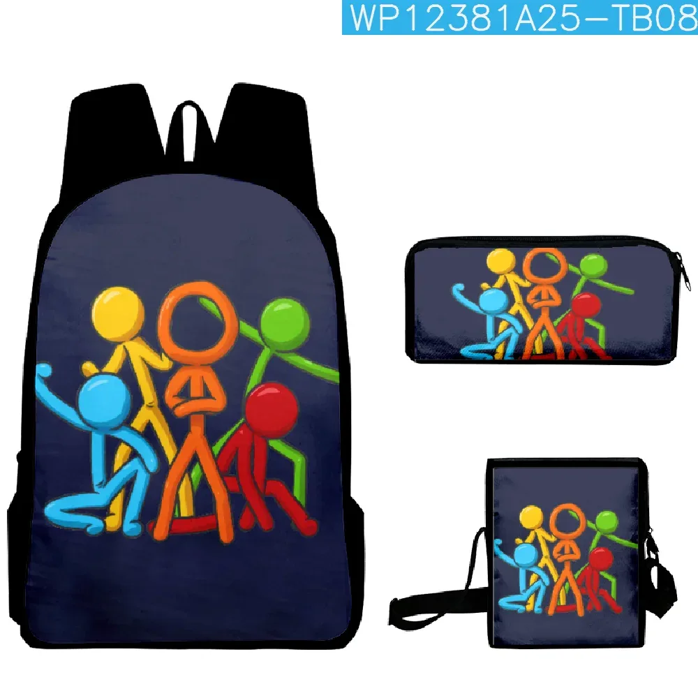 mode populaire cool alan becker impression 3d 3 pièces/ensemble sacs d'école pour élèves sac à dos pour ordinateur portable sac à dos sac à bandoulière incliné trousse à crayons