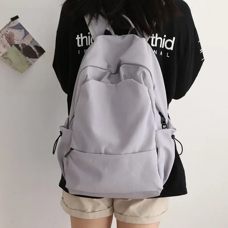 sac à bandoulière imperméable de grande capacité, couleur unie, en nylon, cent avec cartable pour étudiantes, sacs à dos de voyage