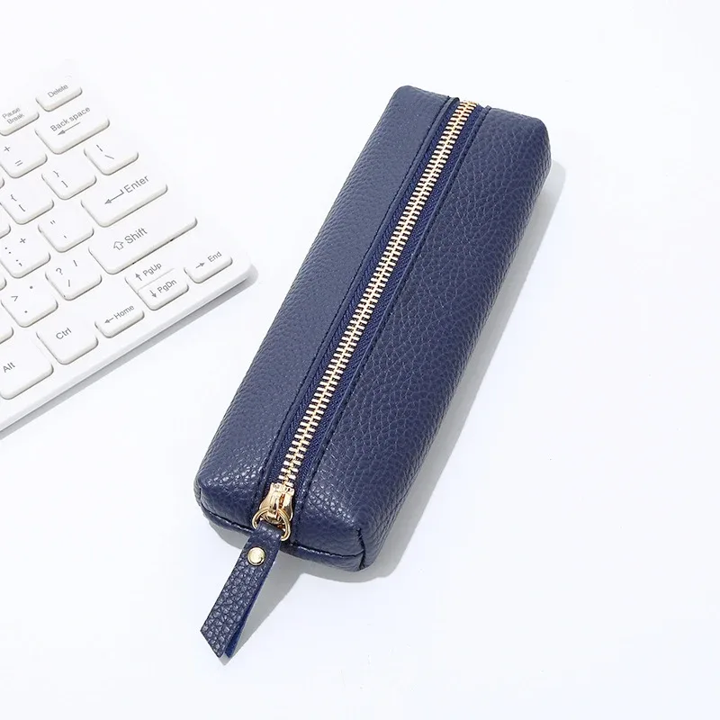 pochette à stylos personnalisée en cuir pu tendance, vente en gros, trousse à crayons zippée pour étudiants, sac de rangement professionnel diy, cadeau de papeterie en dropshipping